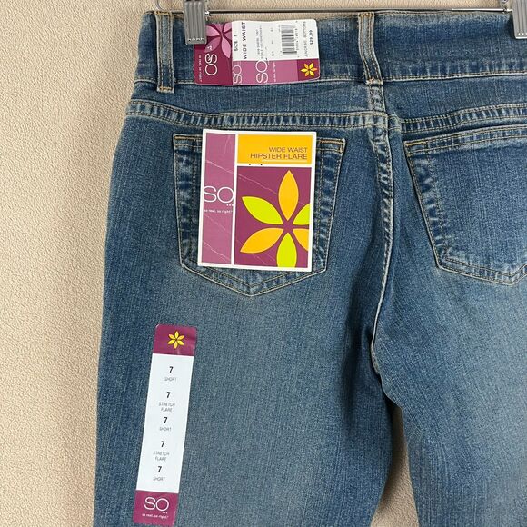 SO NWT Vintage Wide Waist Hipster Flare Jeans Size 7 Short JR Girls  Wide Leg - Picture 2 of 8